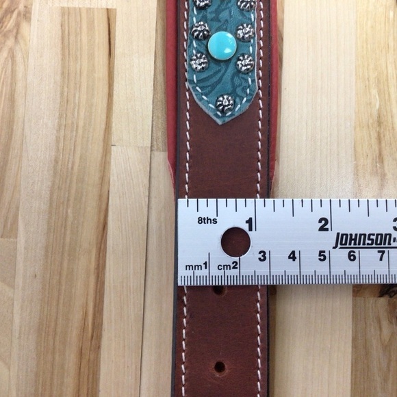 Mad Cow genuine leather jewelry dog collar handmade red pink turquoise studded - Picture 12 of 14